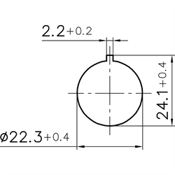 Not-Halt-Taster 2Ö, Einbau-Ø 22,3mm, Flachstecker , Technische Zeichnung