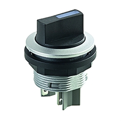 Wahltaster rastend 1S, Schaltwinkel 90°, Einbau-Ø 22,3mm, Flachstecker , Produktphoto