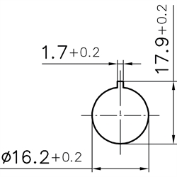 Not-Halt-Taster 2Ö/1S, Einbau-Ø 16,2mm, Flachstecker , Technische Zeichnung