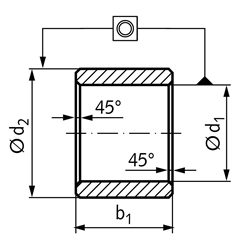 MAE 6233.1 Buchsen aus Sinterbronze, Form J, ISO 2795 (DIN 1850-3), Technische Zeichnung