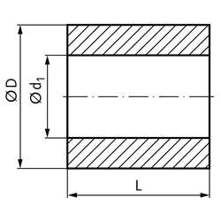 MAE 6233.4 Rohmaterial aus Sinterbronze mit Bohrung für Gleitlagerherstellung, Technische Zeichnung