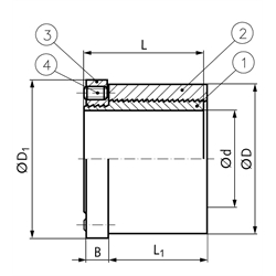 Spannbuchsen MSA, Bohrung 19 bis 50mm, Technische Zeichnung