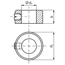 Stellringe DIN 705 A mit Schlitzschraube, Edelstahl, Technische Zeichnung