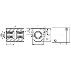 Tandem-Linearkugellager- Einheiten KGT-1 ISO-Reihe 1 geschlossen, Technische Zeichnung