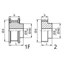 Zahnriemenräder T5 für Riemenbreite 32 mm, Technische Zeichnung