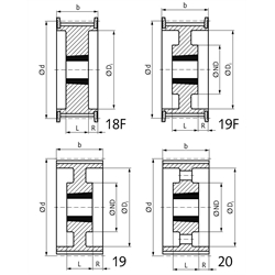 Zahnriemenräder HTD 14M-Taper für Riemenbreite 55 mm, Technische Zeichnung
