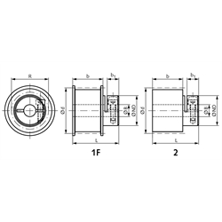 Zahnriemenräder HTD 5M für Riemenbreite 15 mm, System MAED-FIX® mit Klemmnabe, Technische Zeichnung