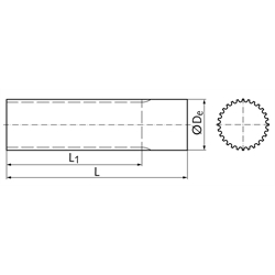Zahnwellen HTD 3M, Aluminium, Technische Zeichnung